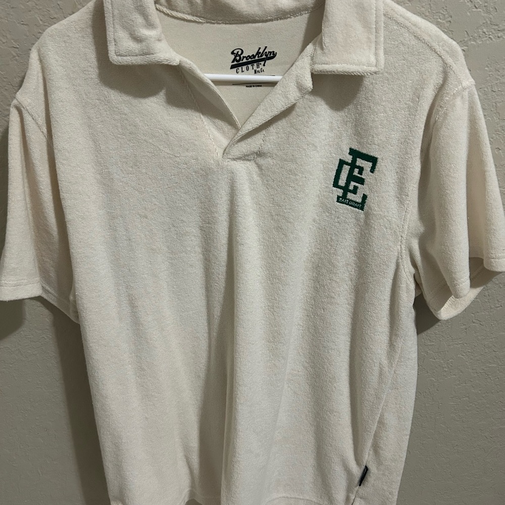 Brooklyn Cloth Men's Off-White Polo with Green Logo